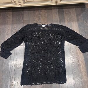 Chic Black Crochet Sweater